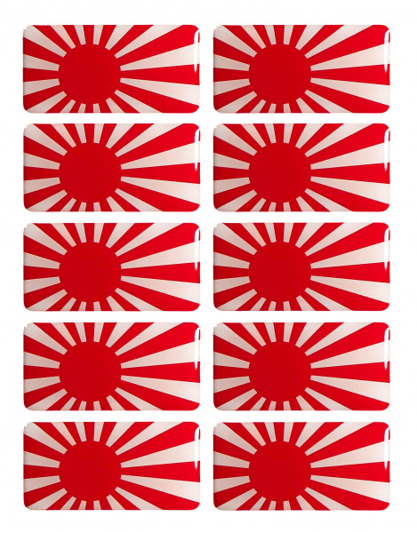 Rising Sun Flaggen Aufkleber 3D Deko Sticker Set für Auto Kfz Motorrad