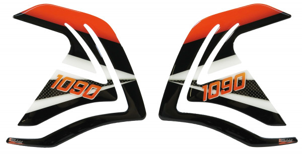 Motorrad Seitentankpad Carbon Optik Orange kompatibel für KTM 1090 Adventure + R