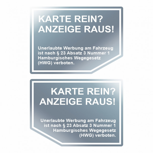 Auto Aufkleber Scheibe Nix Verkauf Nix Karte Werbung verboten innenklebend 2 Stk