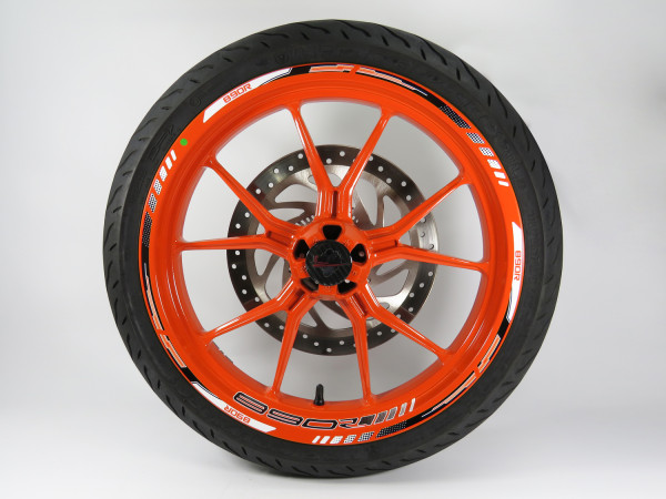 Aufkleber Felgenrand + Felgenbett Set Schwaz Dots kompatibel für KTM 890 Duke R