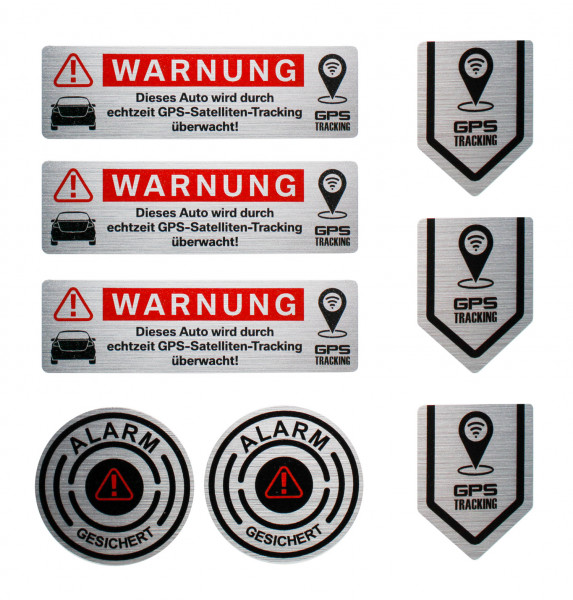Anti Diebstahl GPS Tracking Sticker alu gebürstet 8 Stück Auto Motorrad Fahrrad