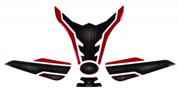 3D Tankschutz Set Tankpad und Kniepad kompatibel für Kawasaki Z900 rot schwarz