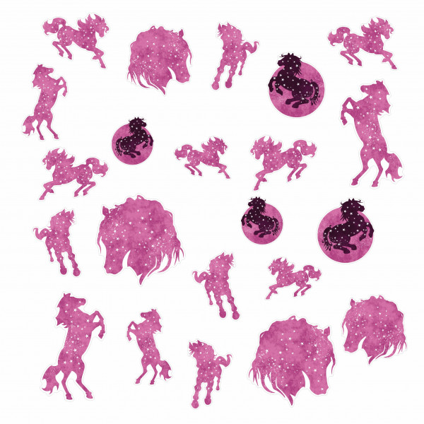 Aufkleber Kinderfahrrad 22-teiliges Set E-Bike Pferde Sticker rosa Pony Horses