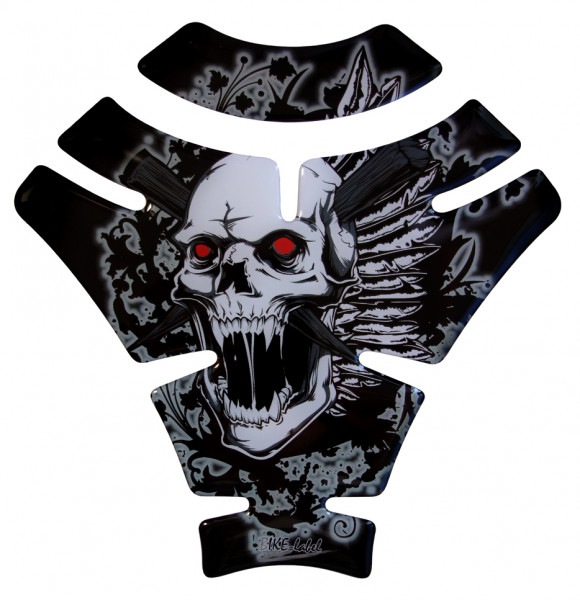Tankpad 3D Motorrad Aufkleber Totenkopf Schwarz Lackschutz Kratzschutz