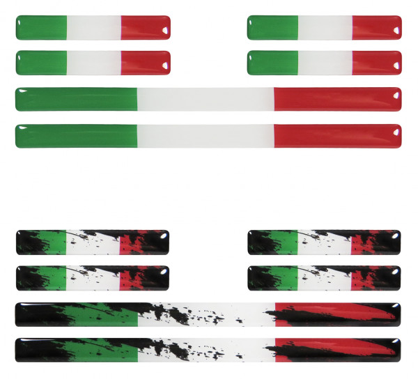 Italien Flaggen Aufkleber 3D Deko Gel Sticker Set für Auto Kfz Motorrad