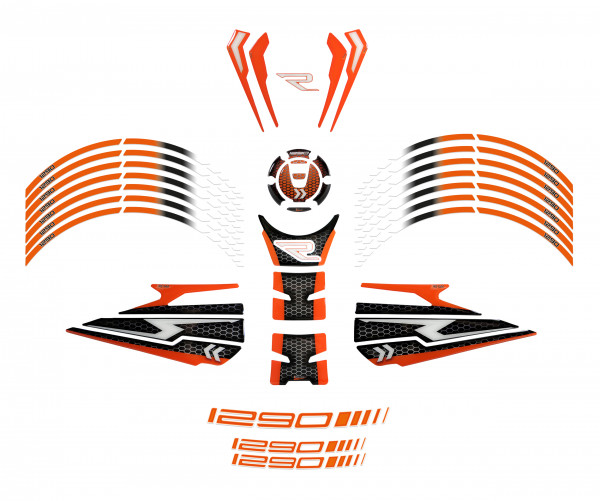 Komplett Set Motorrad Aufkleber Orange Grau kompatibel für KTM 1290 Super Duke R