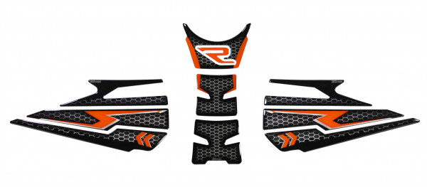 Tankpad Seitentankpad Set silber orange kompatibel für KTM 1290 Super Duke R Evo