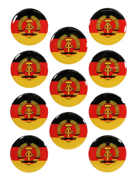 DDR Flaggen Aufkleber 3D Deko Gel Sticker Set für Auto Kfz Motorrad