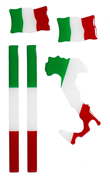 Italien Flaggen Aufkleber 3D Deko Gel Sticker Set für Auto Kfz Motorrad