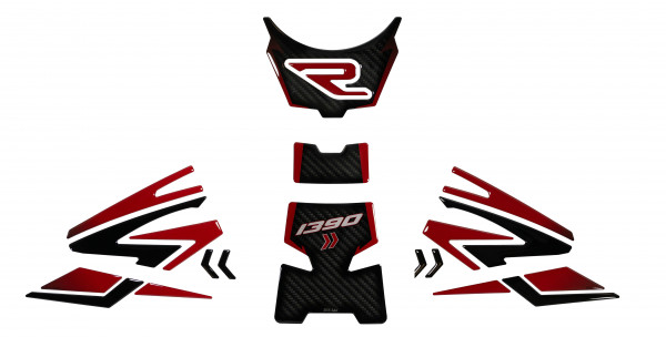 Tankpad Seitentankpad Set Carbon optik rot kompatibel für KTM 1390 Super Duke R