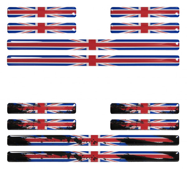 Union Jack 3D Deko Gel UK Flaggen Aufkleber Set für Auto Kfz Motorrad