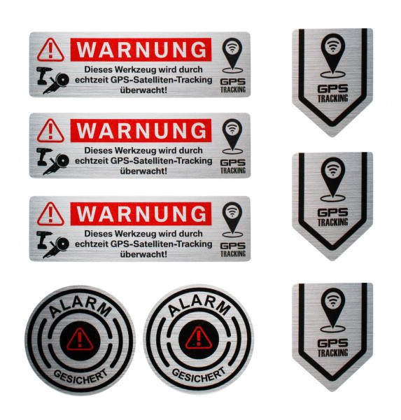 Anti Diebstahl GPS Tracking Sticker alu gebürstet 8 Stück Auto Motorrad Fahrrad
