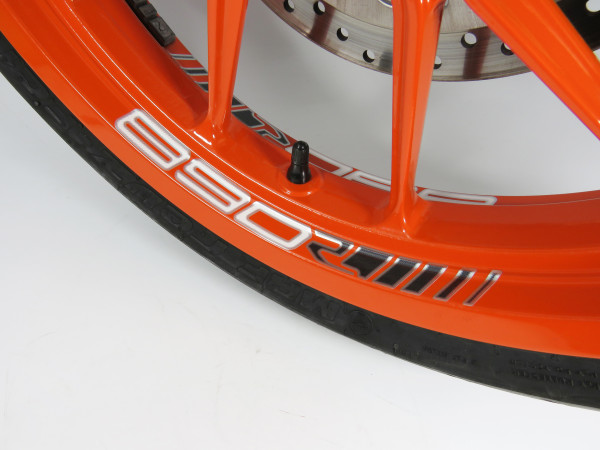 B-Ware Silber Metallic Felgenbett Dekor Folien Aufkleber kompatibel für KTM 890 Duke R