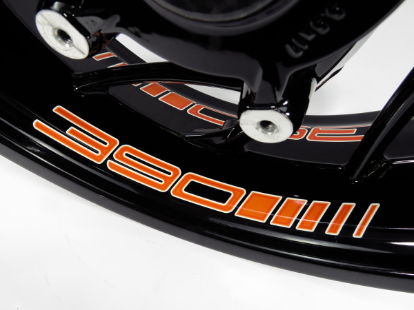Felgenbett Set 4 Stück Aufkleber Orange weiß kompatibel für KTM 390 Duke