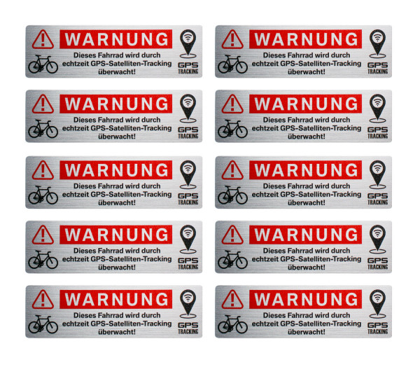 GPS Überwachung alu gebürstet Aufkleber 10 Stck für Motorrad Auto E-Roller Kfz
