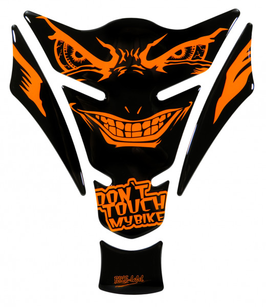 Tankpad 3D Sticker böse Augen evil eyes dont touch my bike neon orange