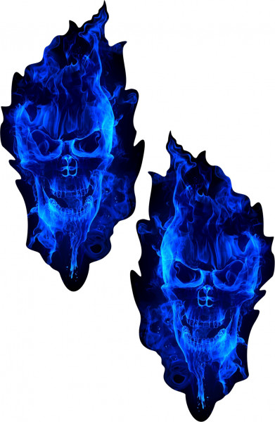 Deko Aufkleber Sticker Geist Totenkopf Schädel Flammen - 2 Stück