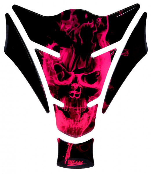 Tankpad 3D Motorrad Aufkleber Totenkopf Neon Pink Lackschutz Kratzschutz