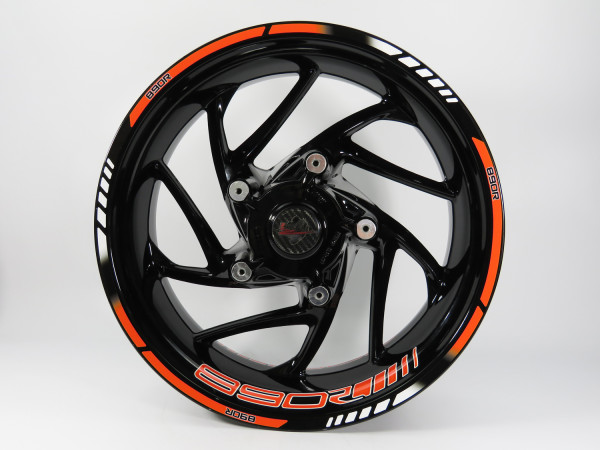 Felgenrand + Felgenbett Aufkleber Orange Stripes kompatibel für KTM 890 Duke R