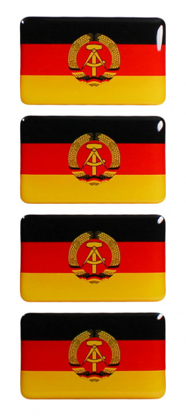 DDR Flaggen Aufkleber 3D Deko Gel Sticker Set für Auto Kfz Motorrad
