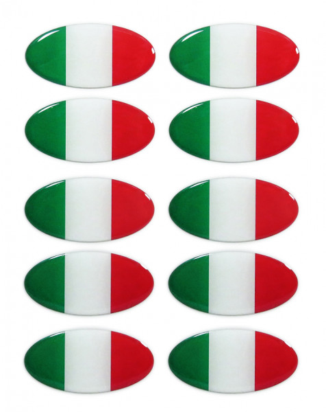 Italien Flaggen Aufkleber 3D Deko Gel Sticker Set für Auto Kfz Motorrad