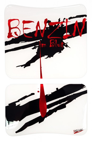 B-Ware Motorrad Tankpad Transparent Metallic Rot Benzin im Blut Lackschutz Aufkleber
