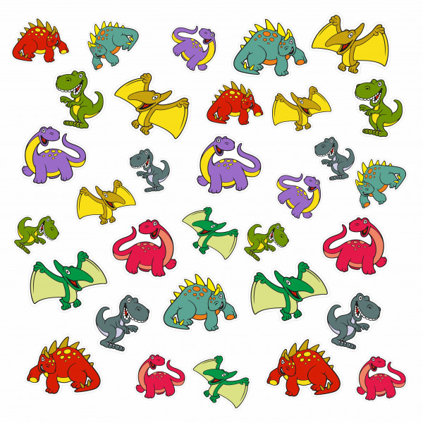 Aufkleber Fahrrad 32-teiliges Sticker Set für Kinderfahrrad Dinos Saurier T-Tex