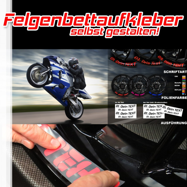 Wunsch Felgenbett Aufkleber zum selbst gestalten
