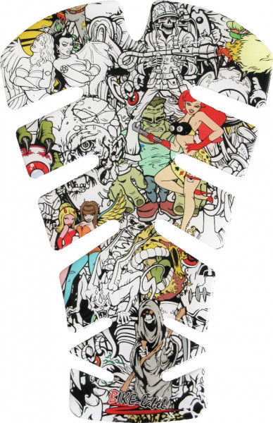 Tankpad 3D Motorrad Gel Aufkleber Comic Pin Up Bunt Kratzschutz Lackschutz