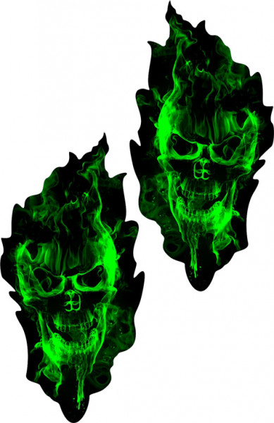 Deko Aufkleber Sticker Geist Totenkopf Schädel Flammen - 2 Stück