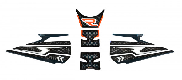 Gelaufkleber Kneepad Tankpadset orange blau kompatibel für KTM 1290 Super Duke R