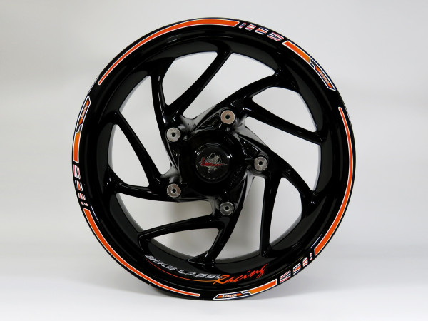 Felgenrand Aufkleber Motorrad Touring Orange Racing 19-21 und 17-19 Zoll im Set