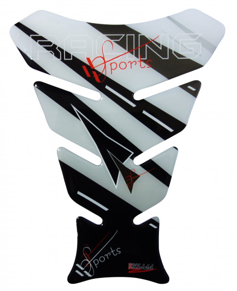 Tankpad 3D Motorrad Gel Aufkleber Weiß Racing Sports Lackschutz Kratzschutz