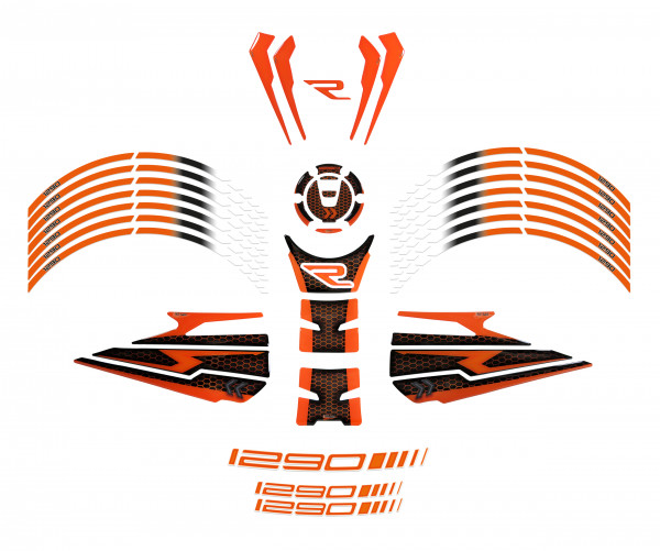 Gelpads und Felgenraufkleber großes Set kompatibel für KTM 1290 Super Duke R