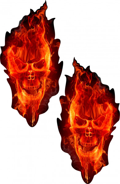 Deko Aufkleber Sticker Geist Totenkopf Schädel Flammen - 2 Stück