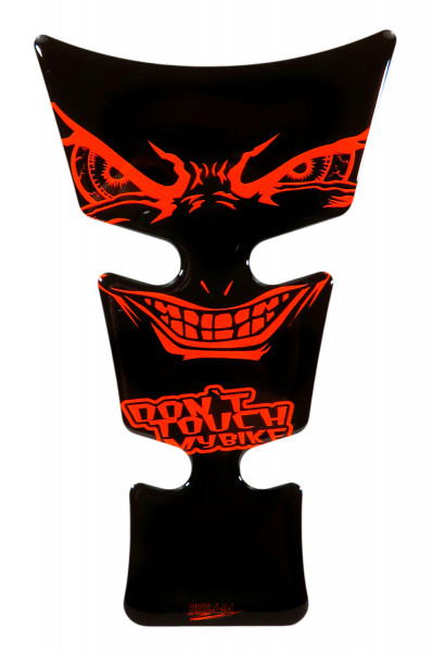 Tankpad 3D Gel Aufkleber böse Augen dont touch my bike neon rot orange