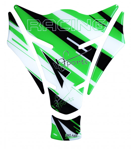 Tankpad 3D Motorrad Gel Aufkleber Grün Racing Sports Lackschutz Kratzschutz
