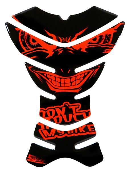 Tankpad 3D Gel Aufkleber böse Augen dont touch my bike neon rot orange