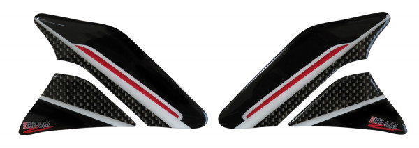 Seitentankpad Motorrad Kniepad 3D Aufkleber Carbon Streifen Rot Kratzschutz
