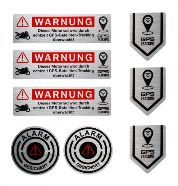 Anti Diebstahl GPS Tracking Sticker alu gebürstet 8 Stück Auto Motorrad Fahrrad