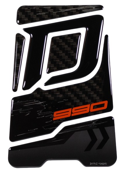 Tankpad 3D Carbon-Look schwarz kompatibel mit KTM 990 Duke Motorradaufkleber