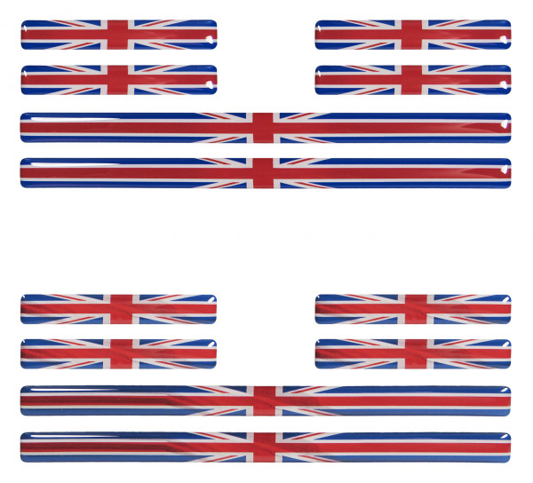 Union Jack 3D Deko Gel UK Flaggen Aufkleber Set für Auto Kfz Motorrad