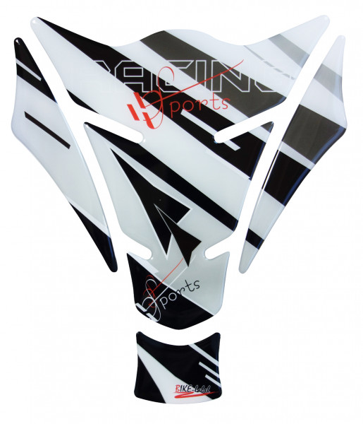 Tankpad 3D Motorrad Gel Aufkleber Weiß Racing Sports Lackschutz Kratzschutz