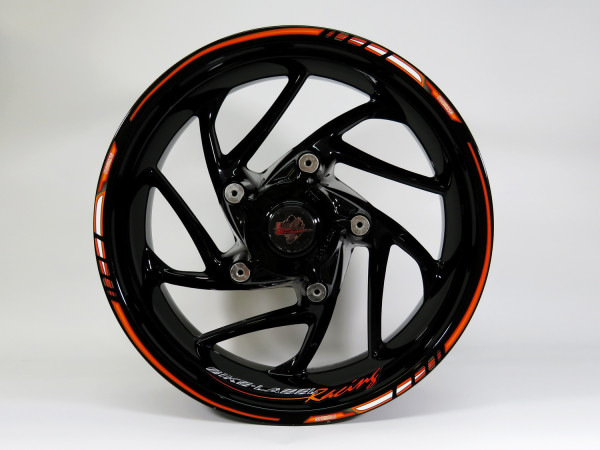 Felgenrand Aufkleber Motorrad Touring Orange Racing 19-21 und 17-19 Zoll im Set