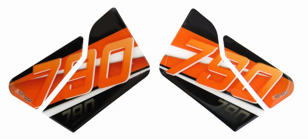 Motorrad Seitentankpad Lackschutz Orange Stripes kompatibel für KTM 790 Duke