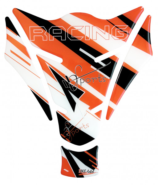 Tankpad 3D Motorrad Gel Aufkleber Orange Racing Sports Lackschutz Kratzschutz