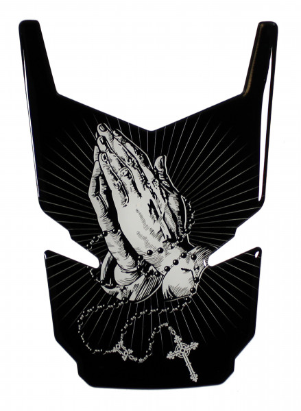 Tankpad Motorradtank Sticker Schutzaufkleber Bikergottesdienst Hände mit Kreuzkette