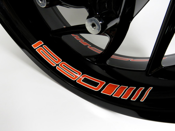 Felgenbett Schriftzug Aufkleber Orange kompatibel für KTM 1290 Super Duke R + GT