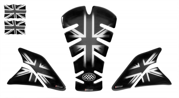 Tankpad Set (Tankpad + Seitentankpads + Aufkleber) - Lackschutz für Motorrad Tanks - Union Jack
