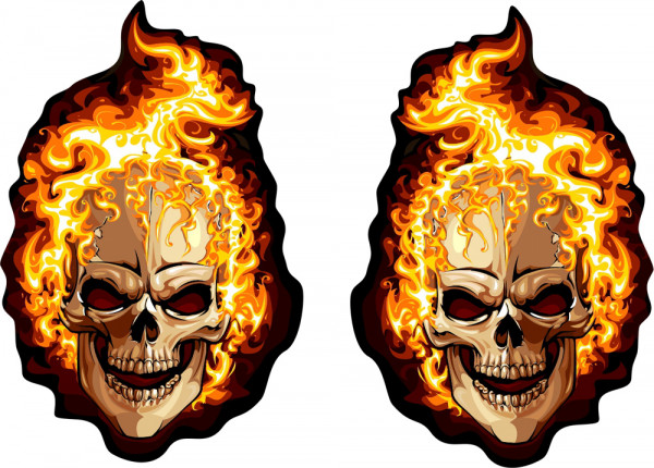 Deko Aufkleber Sticker 2er Ghost Rider Totenkopf Schädel Folie Motorrad